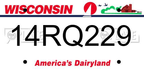 14RQ229 Wisconsin License Plate