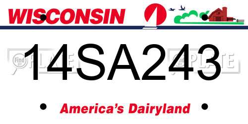 14SA243 Wisconsin License Plate