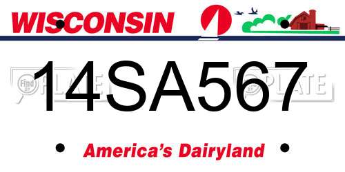 14SA567 Wisconsin License Plate