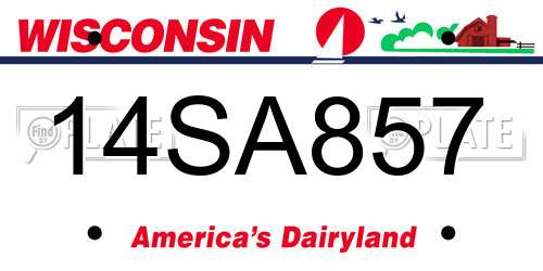 14SA857 Wisconsin License Plate