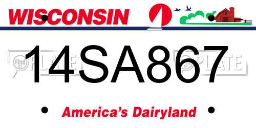 14SA867 Wisconsin License Plate