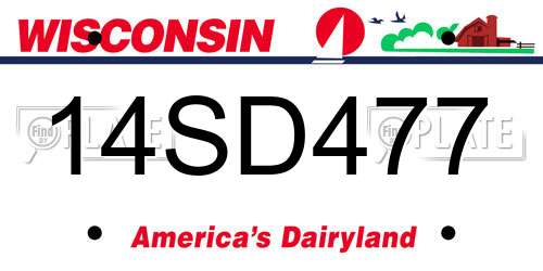 14SD477 Wisconsin License Plate