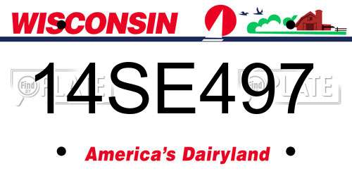 14SE497 Wisconsin License Plate