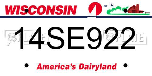 14SE922 Wisconsin License Plate