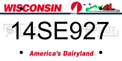 14SE927 Wisconsin License Plate