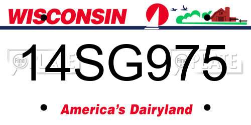 14SG975 Wisconsin License Plate
