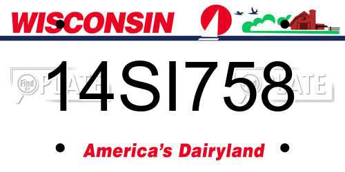 14SI758 Wisconsin License Plate