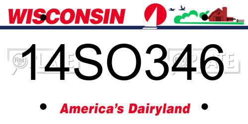 14SO346 Wisconsin License Plate
