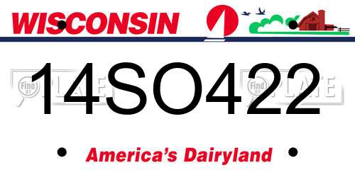14SO422 Wisconsin License Plate