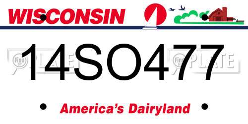 14SO477 Wisconsin License Plate