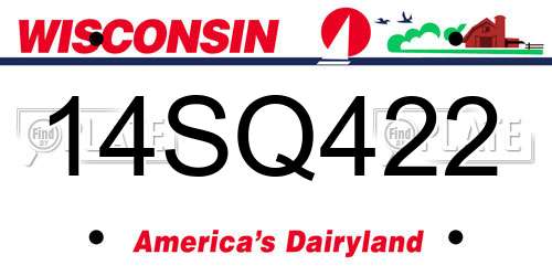 14SQ422 Wisconsin License Plate