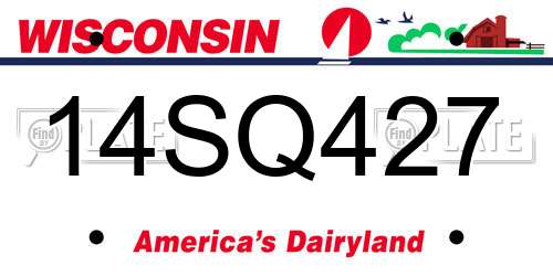 14SQ427 Wisconsin License Plate