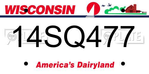 14SQ477 Wisconsin License Plate
