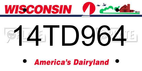 14TD964 Wisconsin License Plate