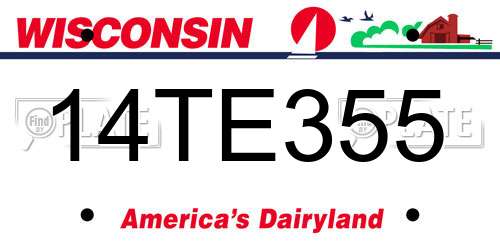 14TE355 Wisconsin License Plate