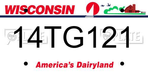 14TG121 Wisconsin License Plate