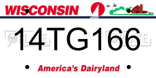 14TG166 Wisconsin License Plate