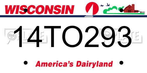 14TO293 Wisconsin License Plate