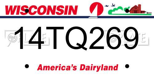 14TQ269 Wisconsin License Plate