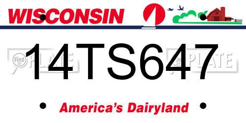 14TS647 Wisconsin License Plate