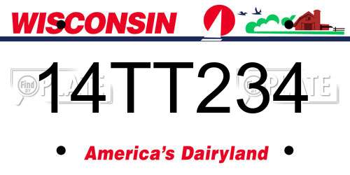 14TT234 Wisconsin License Plate
