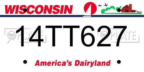 14TT627 Wisconsin License Plate