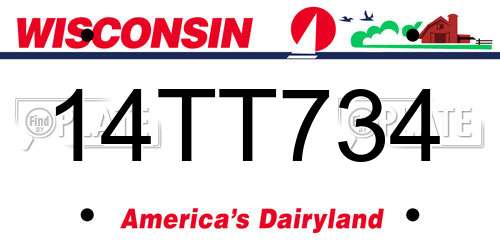 14TT734 Wisconsin License Plate