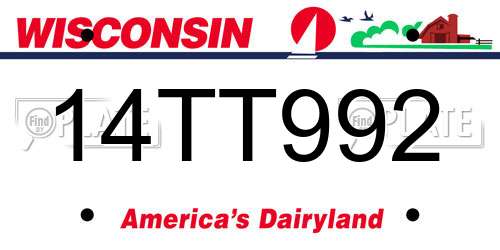 14TT992 Wisconsin License Plate