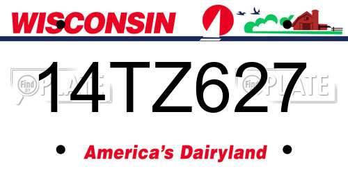 14TZ627 Wisconsin License Plate