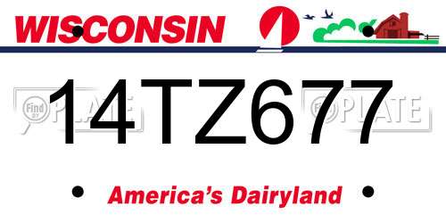 14TZ677 Wisconsin License Plate