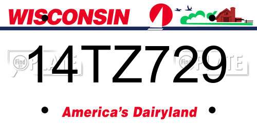 14TZ729 Wisconsin License Plate