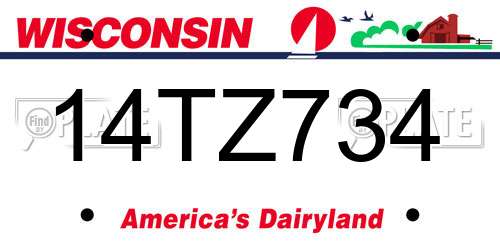 14TZ734 Wisconsin License Plate