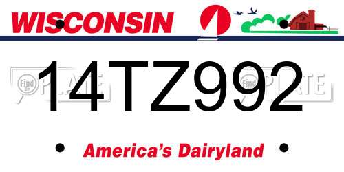 14TZ992 Wisconsin License Plate