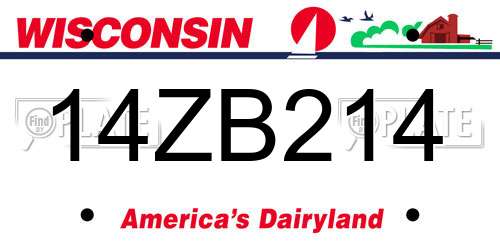 14ZB214 Wisconsin License Plate