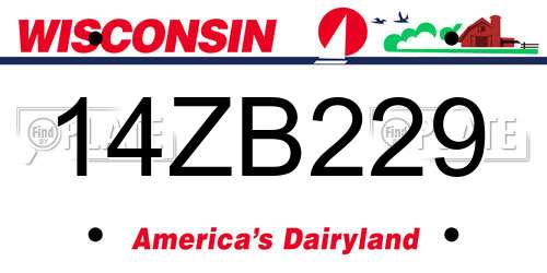 14ZB229 Wisconsin License Plate