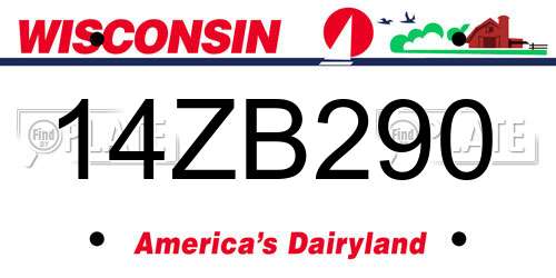 14ZB290 Wisconsin License Plate
