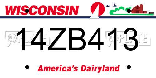 14ZB413 Wisconsin License Plate