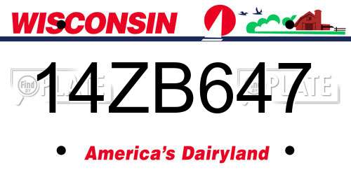 14ZB647 Wisconsin License Plate