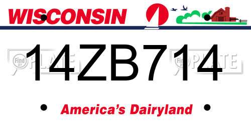 14ZB714 Wisconsin License Plate