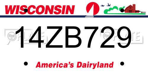 14ZB729 Wisconsin License Plate