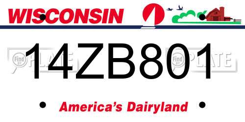 14ZB801 Wisconsin License Plate