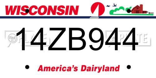 14ZB944 Wisconsin License Plate
