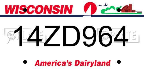 14ZD964 Wisconsin License Plate