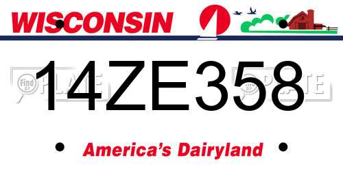 14ZE358 Wisconsin License Plate