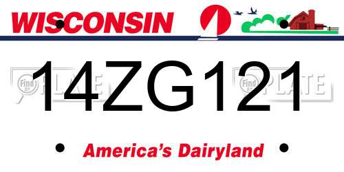 14ZG121 Wisconsin License Plate