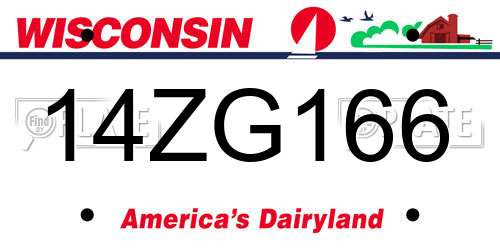 14ZG166 Wisconsin License Plate