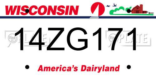 14ZG171 Wisconsin License Plate