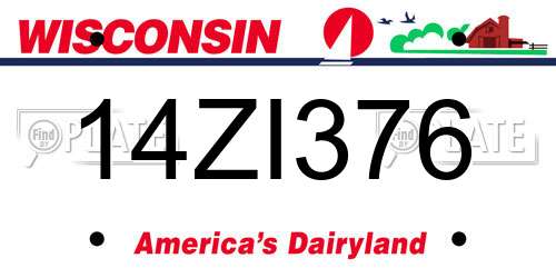 14ZI376 Wisconsin License Plate