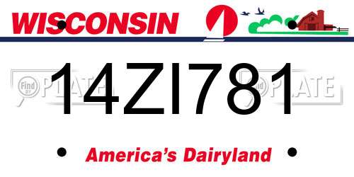 14ZI781 Wisconsin License Plate