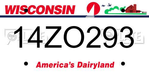14ZO293 Wisconsin License Plate